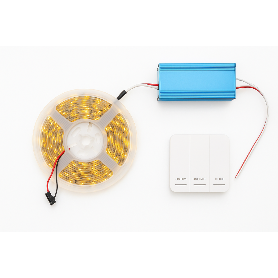 Kit Ruban LED Jaune 10 mètres – avec transformateur et télécommande 3000K