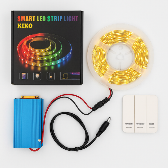 Kit Ruban LED Jaune 10 mètres – avec transformateur et télécommande 3000K