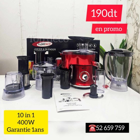 Robot Multifonction 10 en 1 Florence Rouge – 400W