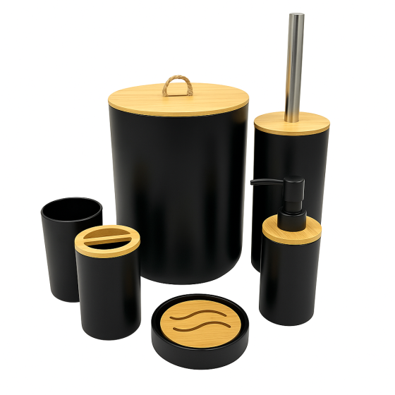 Accessoires salle de bain 6 pièces Noir 7-3