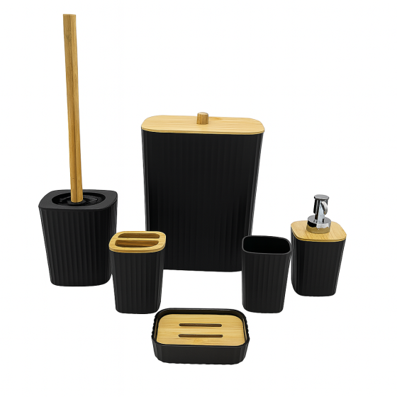 Accessoires salle de bain 6 pièces Noir 7-4